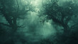 dreamy forest shrouded in mist