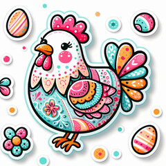 Wall Mural - easter  chicken sticker illustration