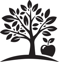 Sticker - Apple tree vector logo icon  silhouette  (148).eps