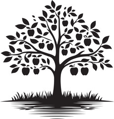 Sticker - Apple tree vector logo icon  silhouette  (235).eps