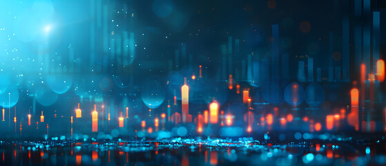 Poster - Abstract background, technical charts, Forex, gold futures, stocks, investment concept.