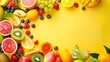 © IgitPro - Raw fruits on a single-color background. A fresh and healthy food choice.