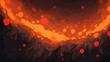 Mystical Fiery Cave , Enigmatic Lava Landscape Cartoon Illustration