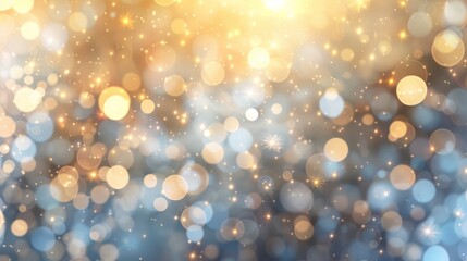 Wall Mural - Abstract bokeh christmas lights and glitter with blue and orange tones, perfect for festive backgrounds.