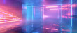 abstract background with squares, 3D rendering abstract room interior with neon lights. Futuristic architecture background. Mock-up for your design project.