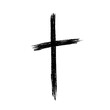 Grunge Christian Church cross. Hand drawn Catholic cross. Sketch black religious crucifix symbol. Vector illustration isolated on white background.