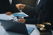 © ARMMY PICCA - Businessman and Male lawyer or judge consult having team meeting with client, Law and Legal services concept.