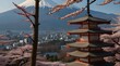 Chureito Pagoda With Sakura Beautiful fuji View .Generative AI