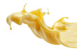 Splash of Cheese with drip and melting sauce splashing isolated on background, cheese slice with liquid swirl, ingredients for making food.