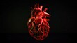 red heart on black background. Generative AI
