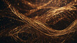 Abstract bronze background with a cascade of dots and interwoven lines, suggesting a metallic network.