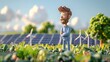 Animated Man Contemplating in Renewable Energy Park
