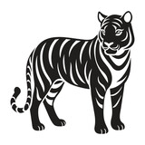 Fototapeta  - A silhouette tiger black and white logo vector clip art