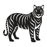 Fototapeta  - A silhouette tiger black and white logo vector clip art