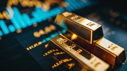 Poster - Gold bars financial business economy concepts, wealth and reserve success in business and finance, Gold trading,
