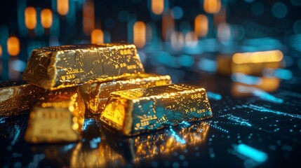 Poster - Gold bars financial business economy concepts, wealth and reserve success in business and finance, Gold trading,