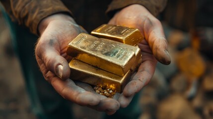 Poster - Hand hold gold bars