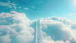Step ladder leading to clouds . Growth, future, development concept. 