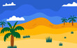 Vector desert landscape background in flat design