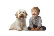 Child and pet dog ,Isolated on a transparent background.