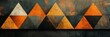 Abstract geometric background. Triangles painted with orange and black paint