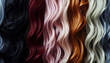 different colors and stiles of wigs
