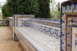 Park bench to sit Templar castle Tomar Portugal