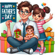 Happy Father's Day Cute Cartoon Image.