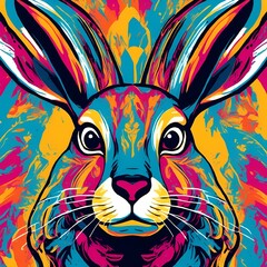Wall Mural - AI generated illustration of a colorful abstract rabbit illustration