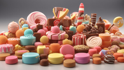 Wall Mural - A pile of brightly colored candies and chocolates.


