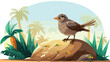 A jungle babbler staring at some object .. 2d flat