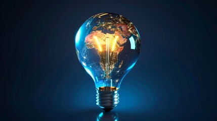 Wall Mural - Creativity and Design: A 3D vector illustration of a lightbulb with a globe inside