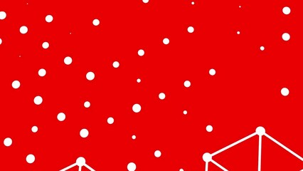 Poster - Red Geometric Pattern with Connected Lines and Dots