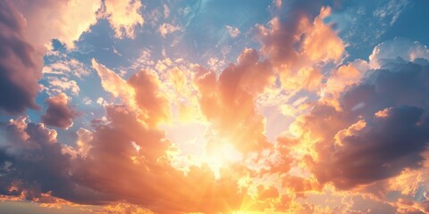 Poster - Sun shining brightly through clouds, ideal for weather or nature concepts