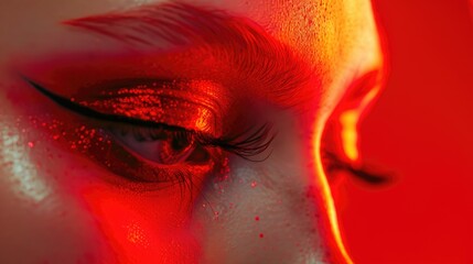 Poster - A detailed close up of a woman's eye with glitter, perfect for beauty and fashion concepts