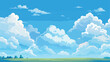 Blue sky with white clouds 2d flat cartoon vactor illustration