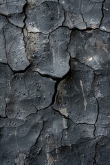 Poster - Detailed shot of a cracked black wall, suitable for backgrounds