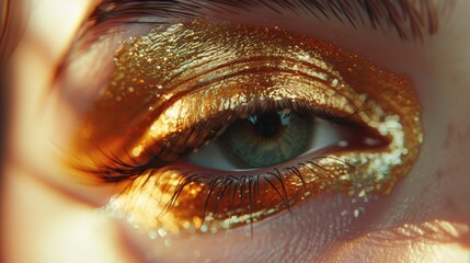 Poster - Close up of a person's eye with glitter, perfect for beauty or fashion projects