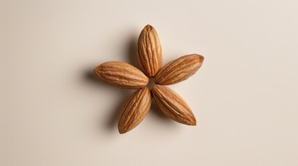 Poster - Fresh almonds arranged neatly on a white background. Perfect for food blogs or healthy eating articles