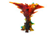 Vibrant Abstract crystal Sculpture with Fiery Tones - Isolated on White Background, Clipping Path Included