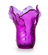 Exquisite Purple Glass Tulip Vase with Wavy Edges - Isolated on White Background, Clipping Path Included