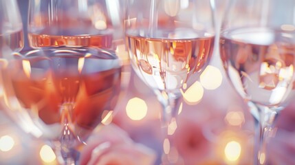 Aufkleber - Close up of multiple wine glasses on a table, perfect for restaurant or event concepts