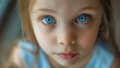 Close up of a child with striking blue eyes, perfect for family or portrait themes