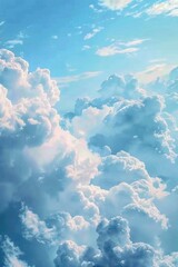 Poster - A plane flying through a cloudy blue sky. Perfect for travel or aviation concepts