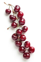 Poster - A bunch of ripe cherries on a clean white surface. Ideal for food and health-related designs