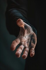 Poster - A person's hand reaching out towards the camera. Ideal for various concepts and designs