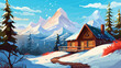 Cozy mountain lodge with panoramic views of snowca