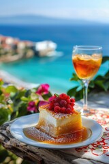 Poster - A plate of food and a glass of wine on a table. Suitable for restaurant menus or food and beverage promotions