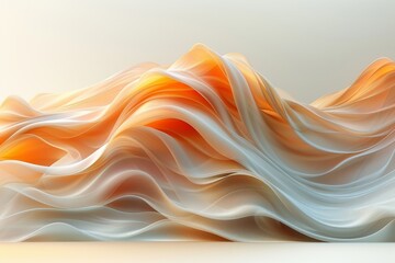 Aufkleber - Elegant abstract design of flowing ribbons in warm tones of orange and cream symbolizing serenity and harmony
