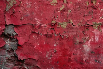 Wall Mural - A weathered red wall with peeling paint. Perfect for adding texture to design projects